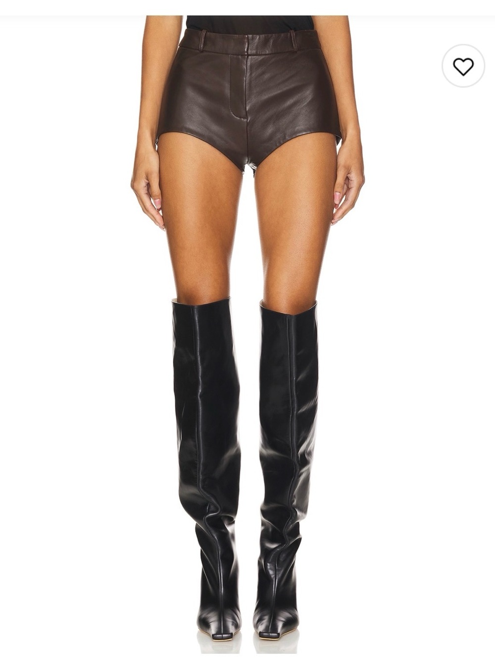 Lamarque Mahogany High-Waist Leather Shorts